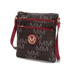 5831 Crossbody Bag , Vegan Leather Triple Zipper Handbag Crossover Bag